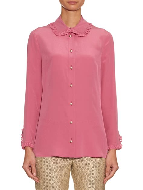 gucci pink silk blouse